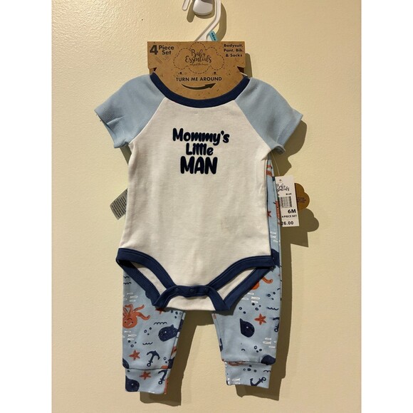 NWT Baby Essentials Blue 4-Piece "Mommy's Little Man" Outfit - 6M - Picture 1 of 3